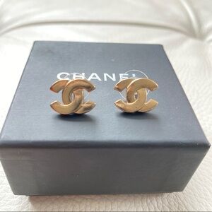 Chanel Authentic Golden CC Stud Earrings